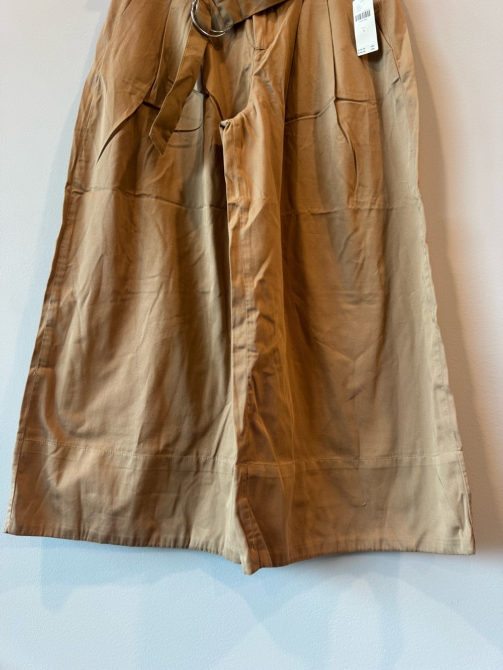 Anthropologie Maeve Tan Wide-Leg culotte Crop Belted work Pants high waist Sz 6 - Picture 7 of 13
